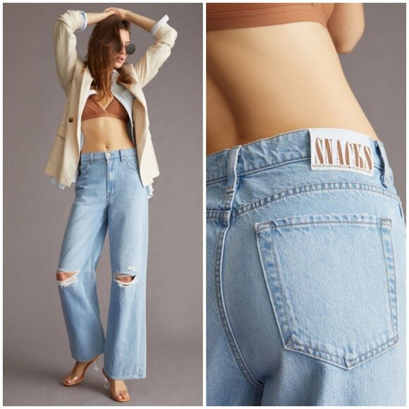 💕MOTHER SNACKS!💕 The Fun Dip Puddle Jeans ~ Lots Of Nibbles 26 NWT - Picture 1 of 16